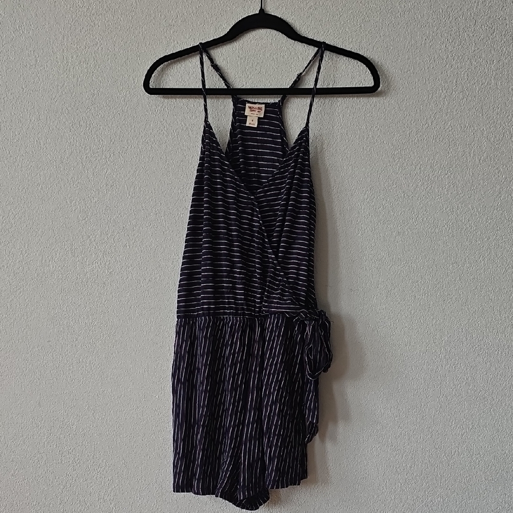 Mossimo Supply Co. Navy and White Striped Romper